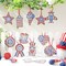 36 Sets Patriotic 4th of July Diamond Painting Ornaments DIY Gem Window Art Sun Catcher Kits Gemstone Diamond Art Craft and Crafts with Ropes for Holiday Party Decor
